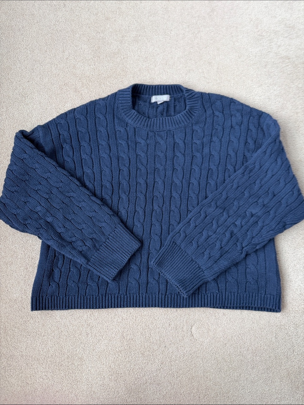 Women’s Classic J. Crew Navy Cable Knit Sweater